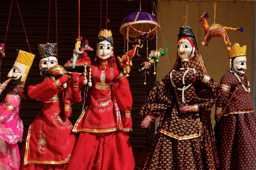 india-rajasthan-jaipur-26-january-2007-indian-wooden-puppets-sale-local-market-editorial