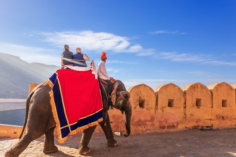 riding-elephats-famous-tourist-attraction-amber-fort-jaipur-india riding-elephats-famous-tourist-attraction-amber-fort-jaipur-india